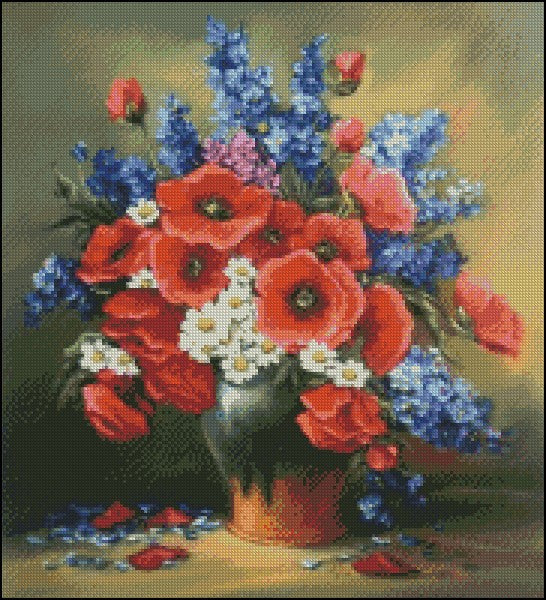 Flowers Anemone - Counted Cross Stitch Patterns Embroidery Crafts Needlework DIY Chart DMC Color