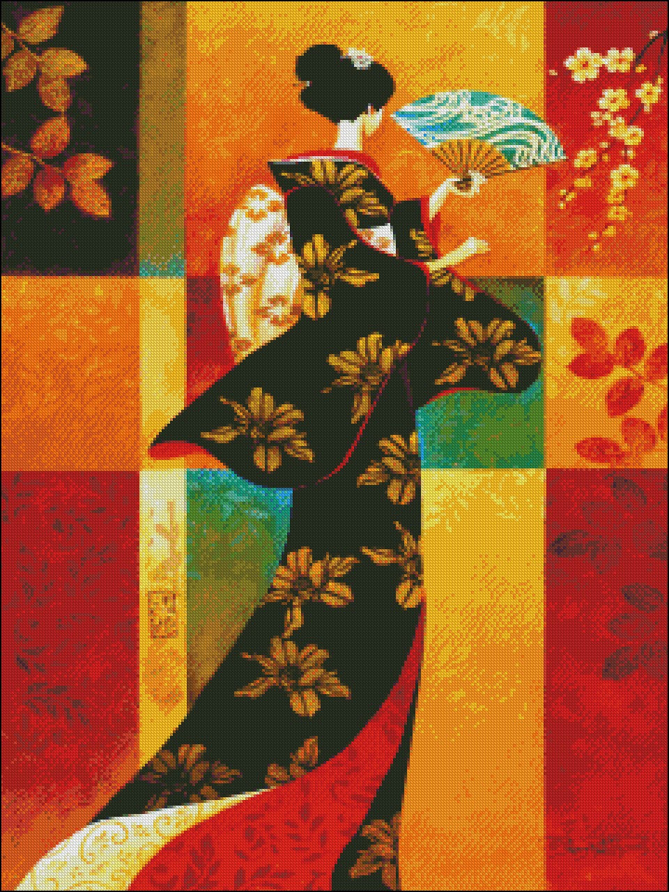 Kimono Lady 2 - Counted Cross Stitch Patterns Embroidery Crafts Needlework DIY Chart DMC Color