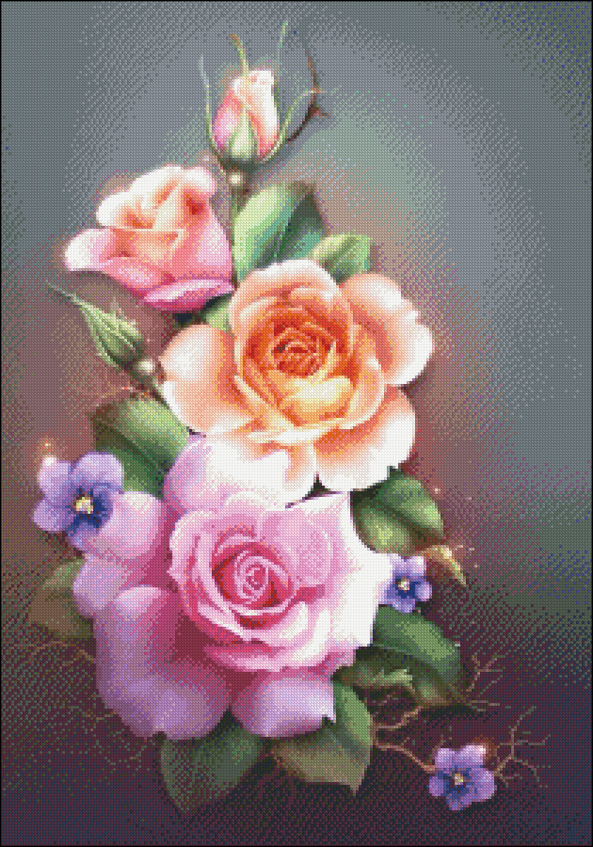 Spring Roses - Counted Cross Stitch Patterns Embroidery Crafts Needlework DIY Chart DMC Color