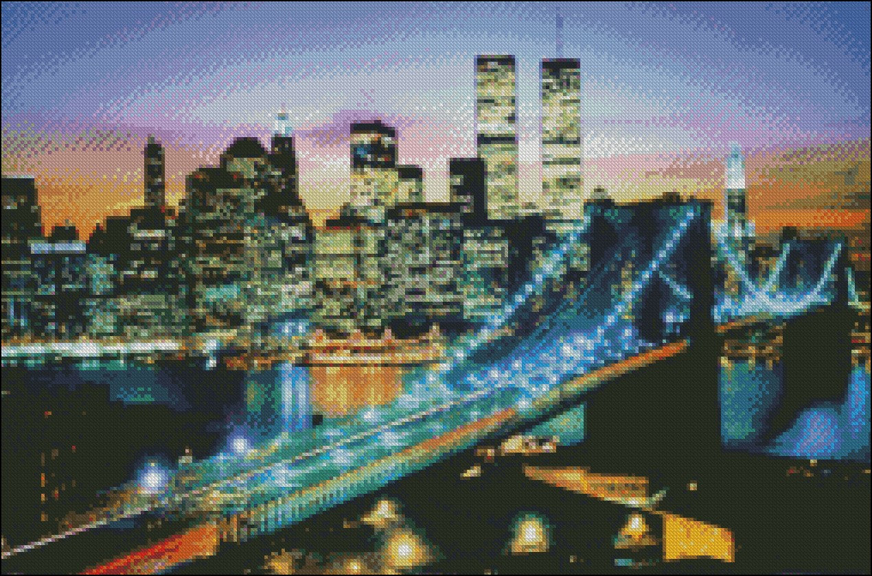 City That Never Sleeps - Counted Cross Stitch Patterns Embroidery Crafts Needlework DIY Chart DMC Color