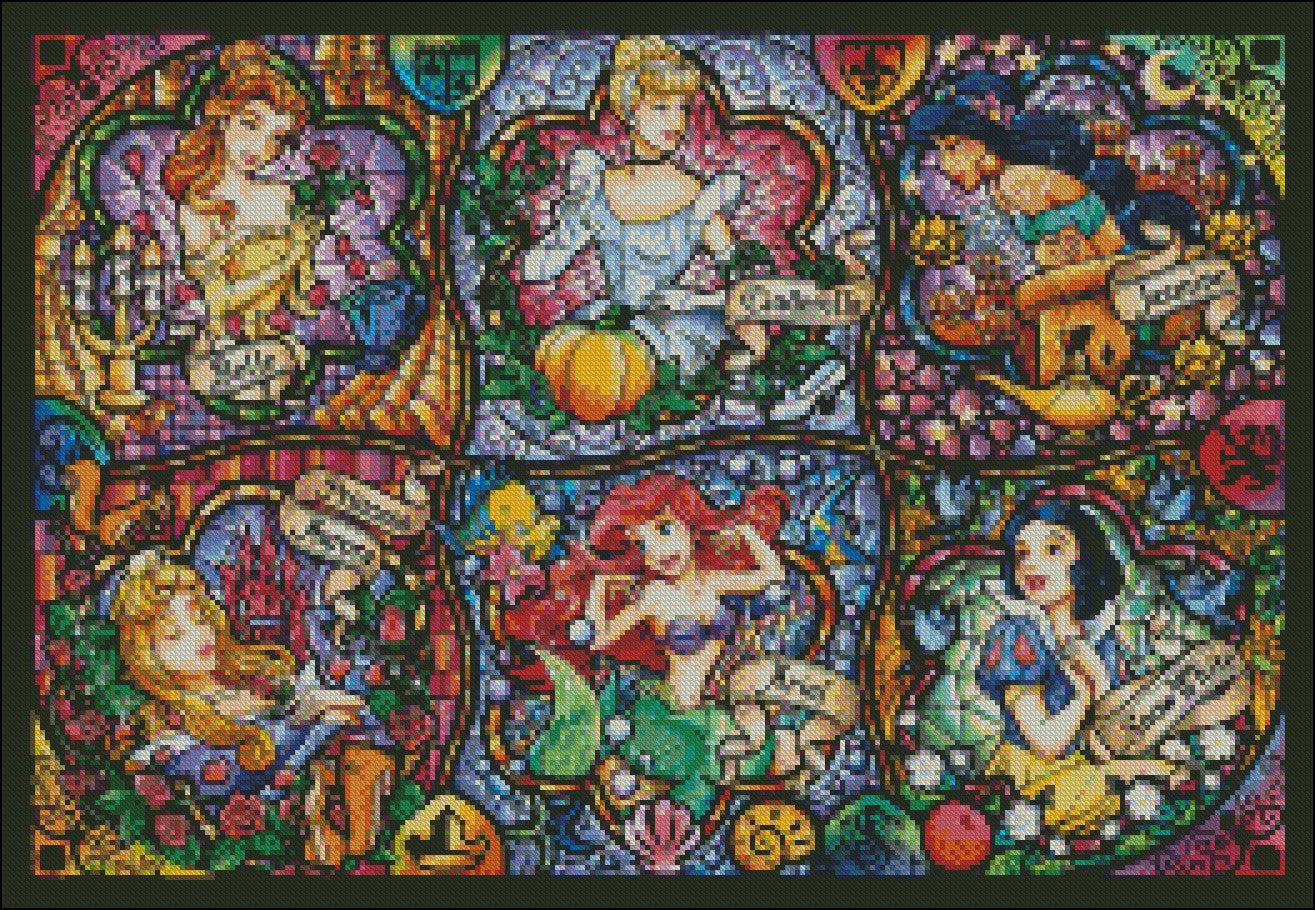 Six Princesses - Counted Cross Stitch Patterns Embroidery Crafts Needlework DIY Chart DMC Color