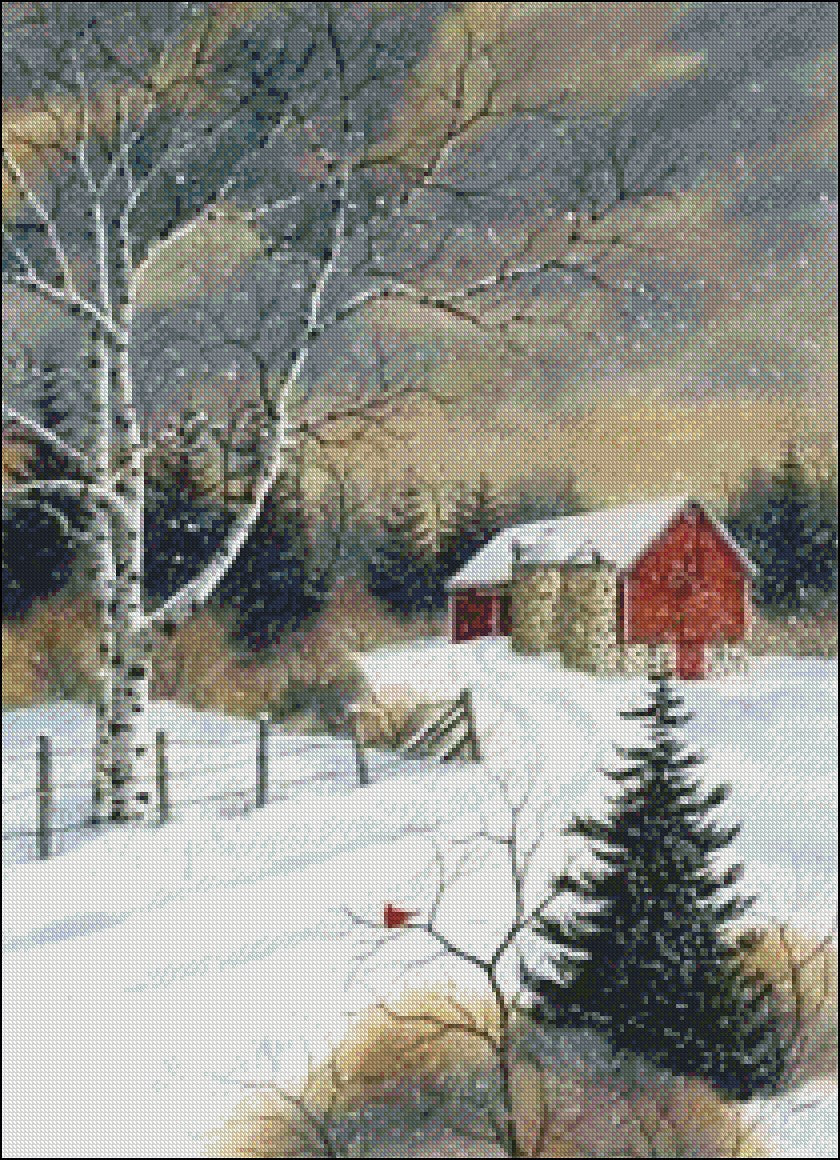 Winter Farml - Counted Cross Stitch Patterns Embroidery Crafts Needlework DIY Chart DMC Color