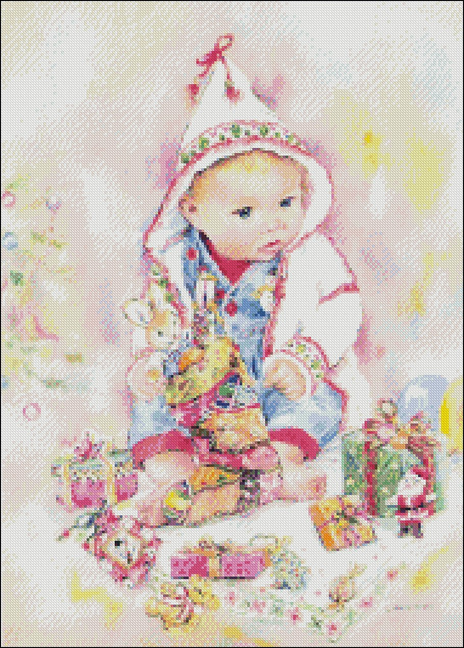 Baby's First Christmas - Counted Cross Stitch Patterns Embroidery Crafts Needlework DIY Chart DMC Color