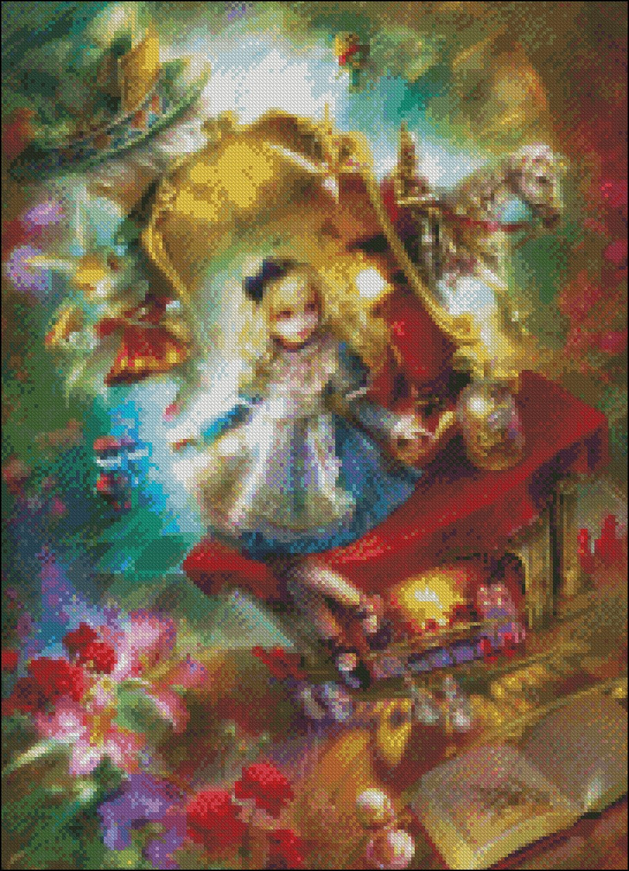 Lost in Wonderland - Counted Cross Stitch Patterns Embroidery Crafts Needlework DIY Chart DMC Color