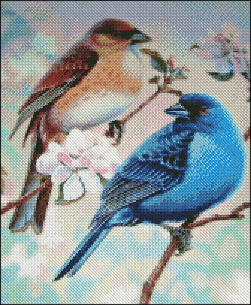 Birds - Counted Cross Stitch Patterns Embroidery Crafts Needlework DIY Chart DMC Color