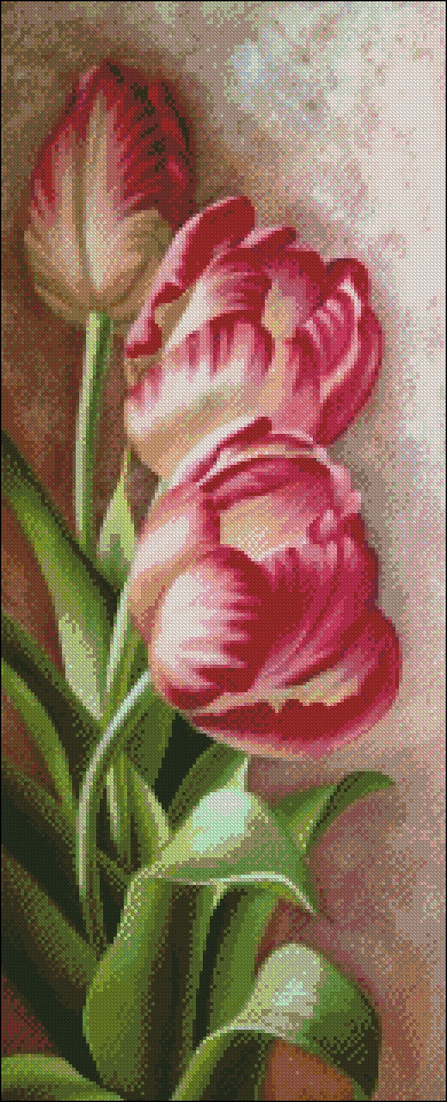 Parrot Tulips 2 - Counted Cross Stitch Patterns Embroidery Crafts Needlework DIY Chart DMC Color