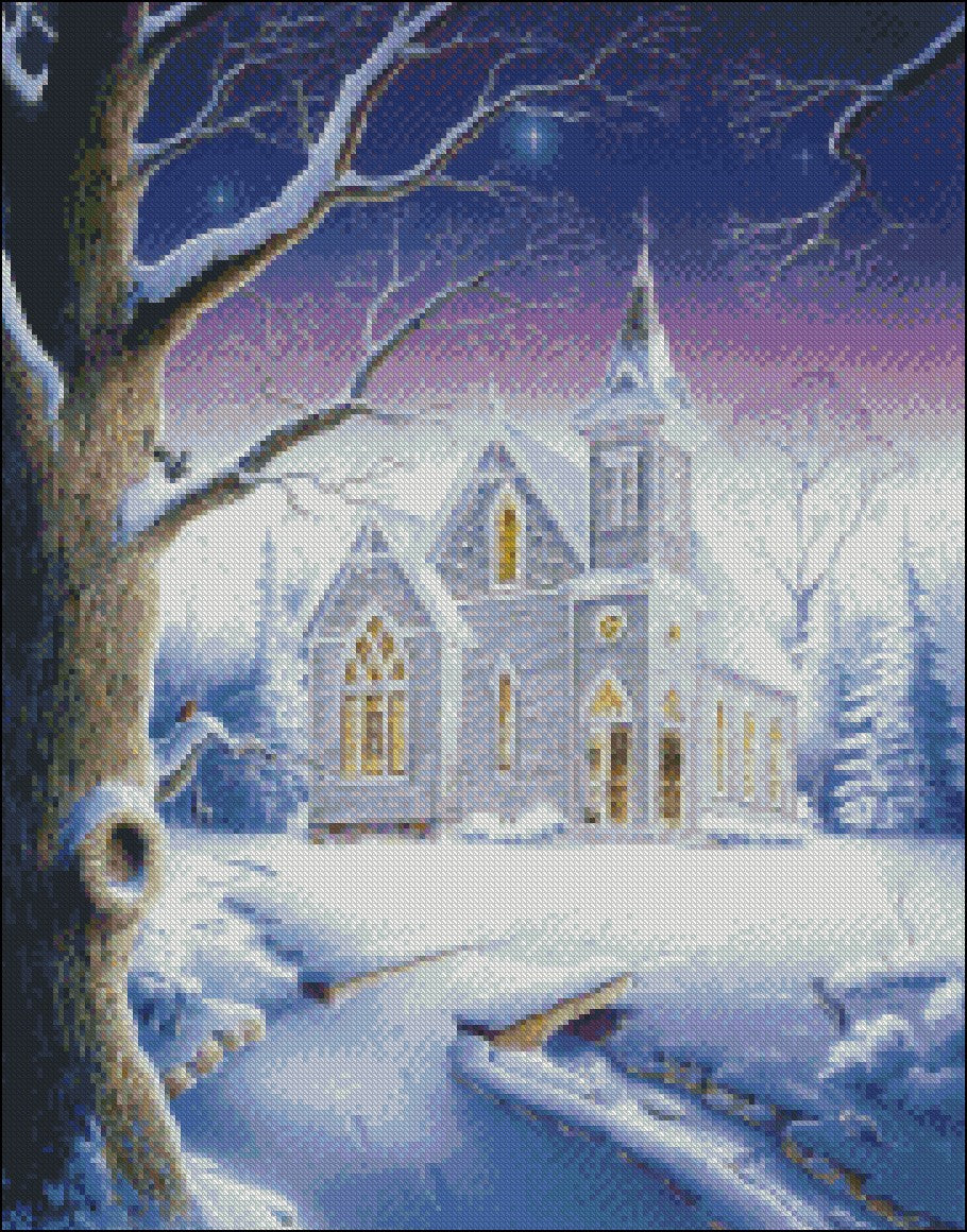 Christmas Snow - Counted Cross Stitch Patterns Embroidery Crafts Needlework DIY Chart DMC Color