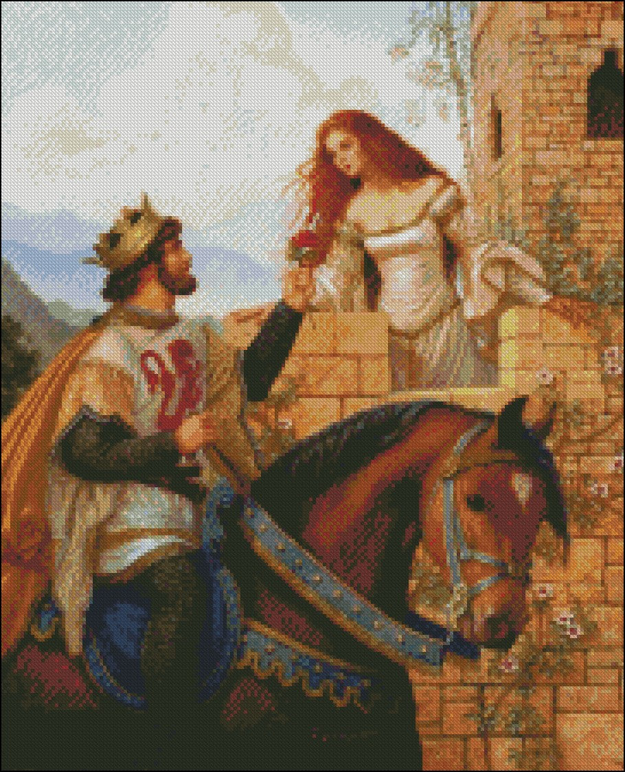 Guinevere and King Arthur - Counted Cross Stitch Patterns Embroidery Crafts Needlework DIY Chart DMC Color