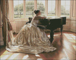 Piano and Gorgeous Dress 12 - Counted Cross Stitch Patterns Embroidery Crafts Needlework DIY Chart DMC Color