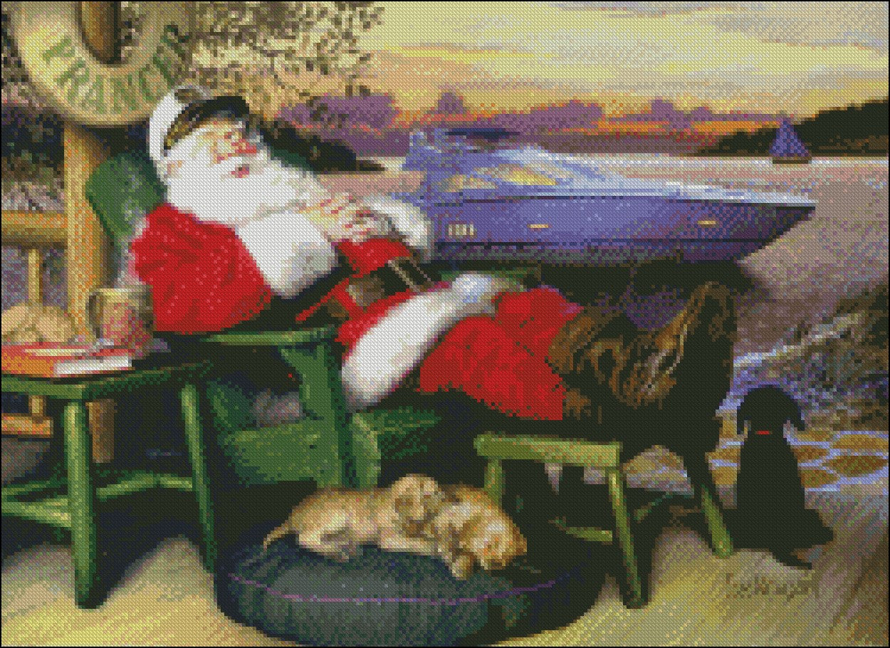 Santa's Vacation Getaway - Counted Cross Stitch Patterns Embroidery Crafts Needlework DIY Chart DMC Color