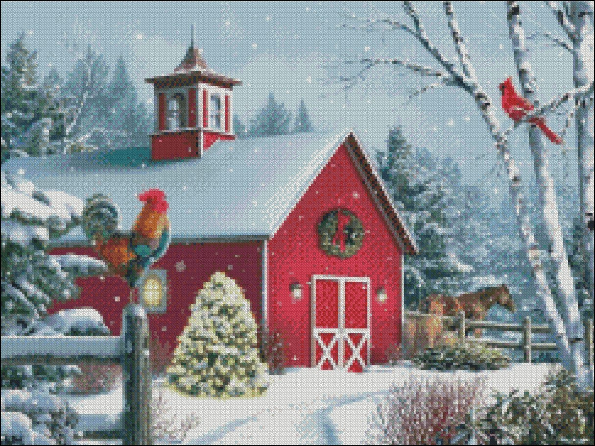 Winter Barn II - Counted Cross Stitch Patterns Embroidery Crafts Needlework DIY Chart DMC Color