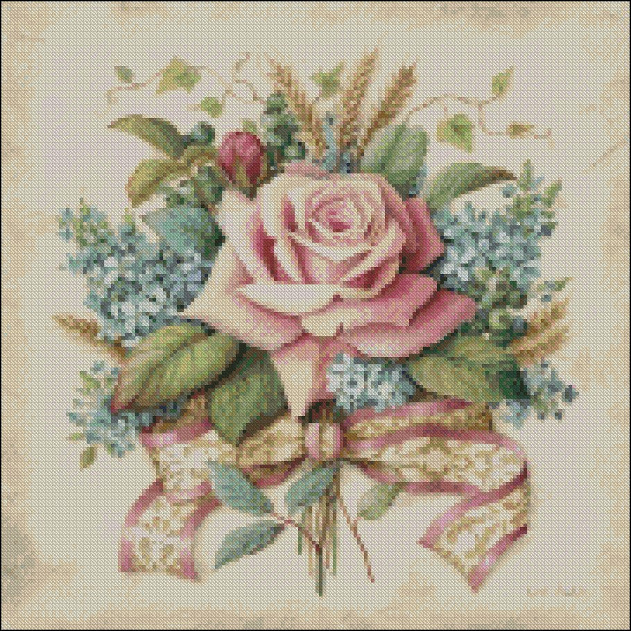 Rose Bouquet 2 - Counted Cross Stitch Patterns Embroidery Crafts Needlework DIY Chart DMC Color