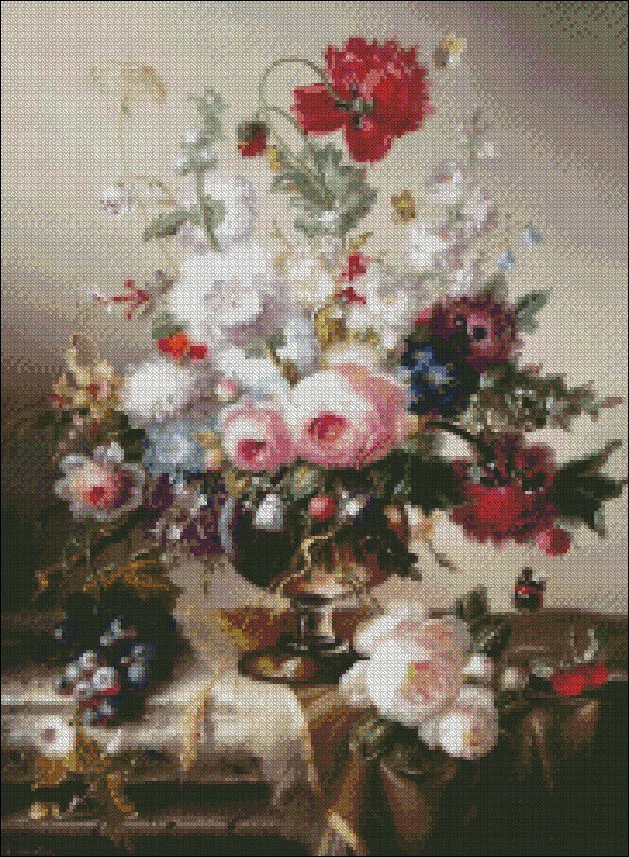 Flowers by Albert Williams 15 - Counted Cross Stitch Patterns Embroidery Crafts Needlework DIY Chart DMC Color