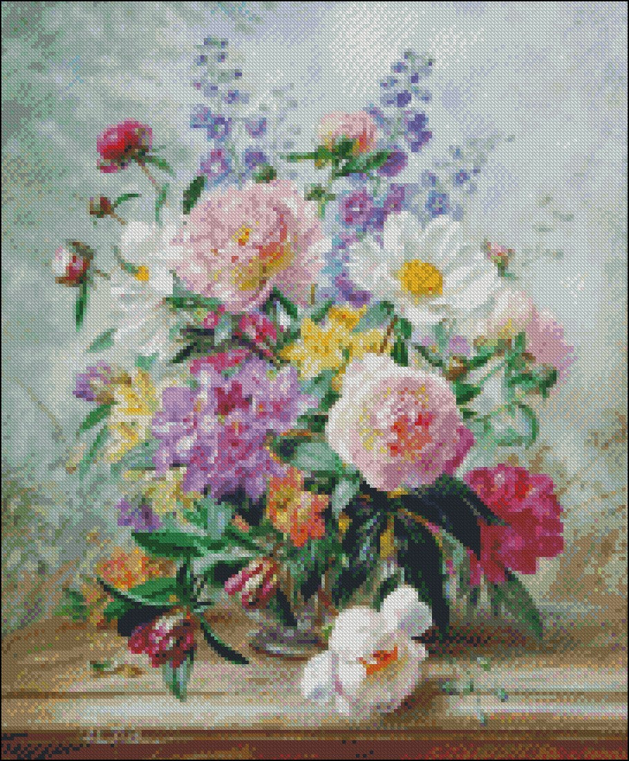 Flowers by Albert Williams 18 - Counted Cross Stitch Patterns Embroidery Crafts Needlework DIY Chart DMC Color