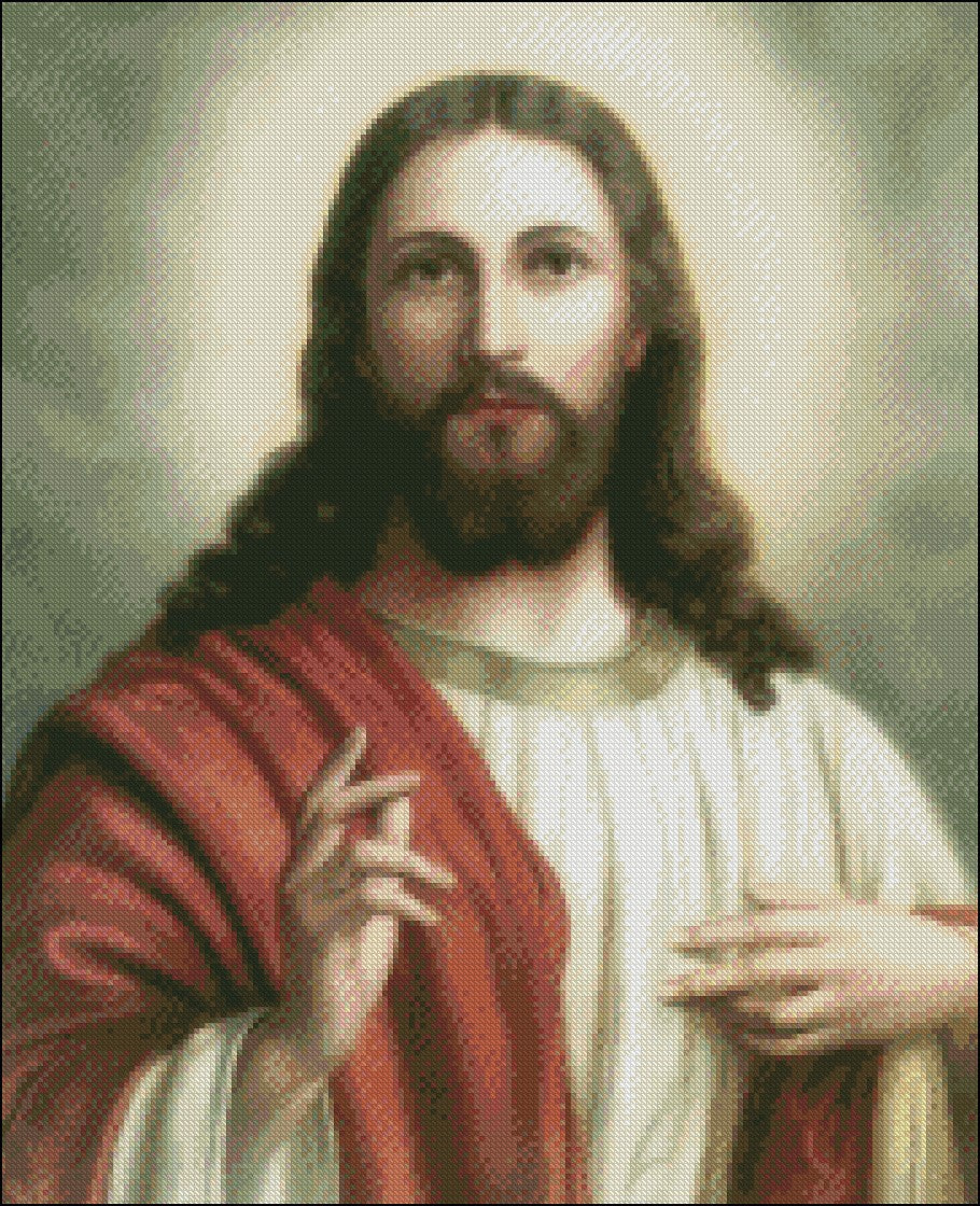 Jesus Portrait - Counted Cross Stitch Patterns Embroidery Crafts Needlework DIY Chart DMC Color