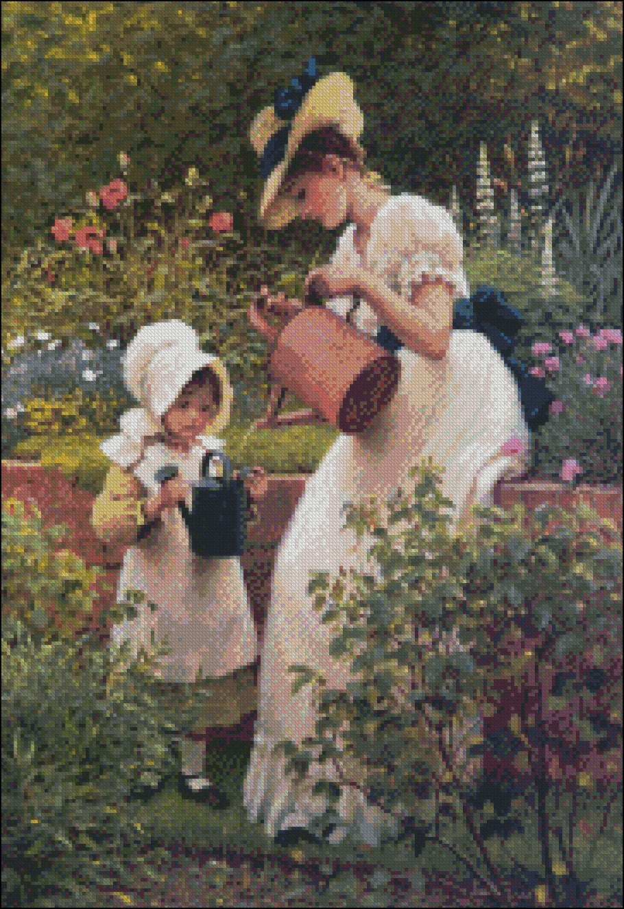 The Young Gardener - Counted Cross Stitch Patterns Embroidery Crafts Needlework DIY Chart DMC Color