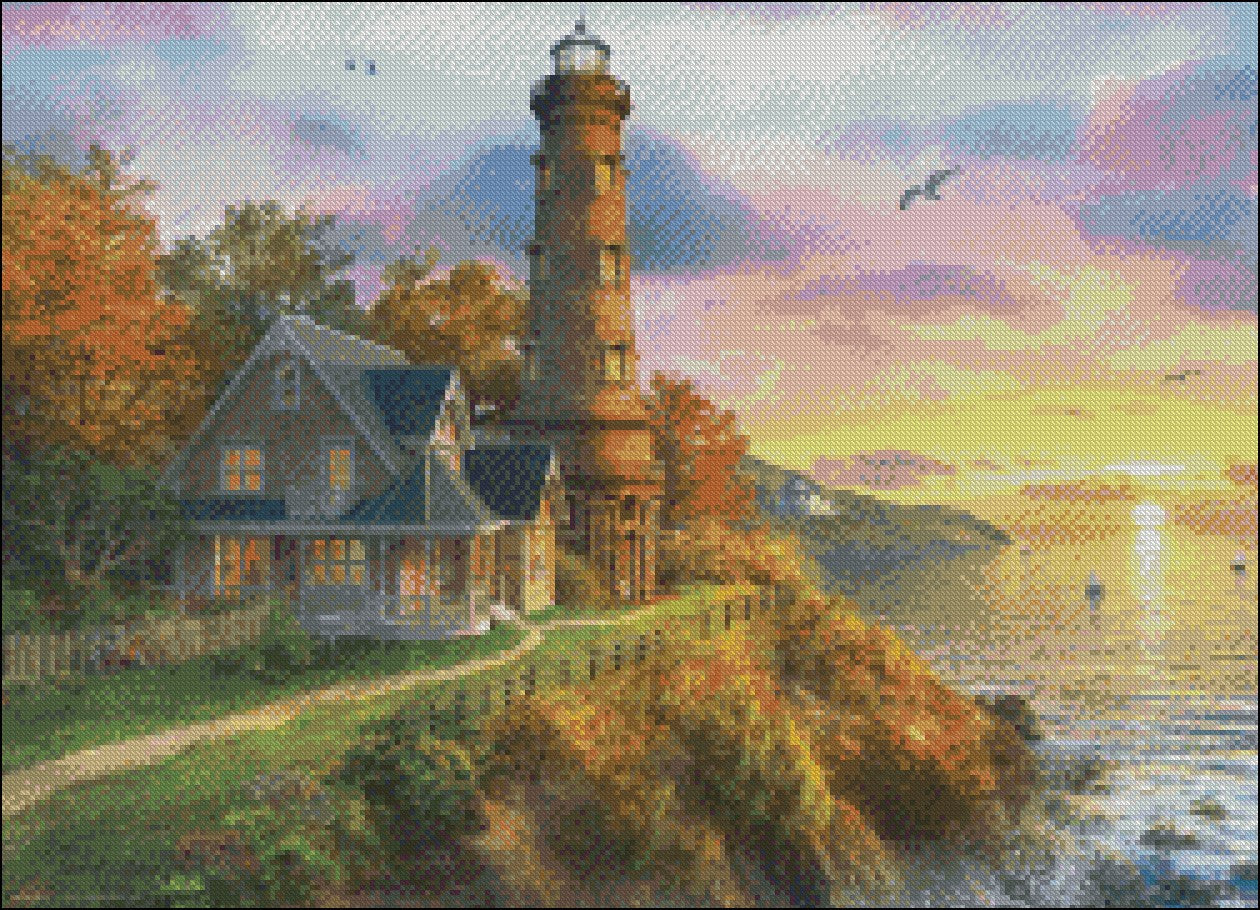 The Old Lighthouse - Counted Cross Stitch Patterns Embroidery Crafts Needlework DIY Chart DMC Color