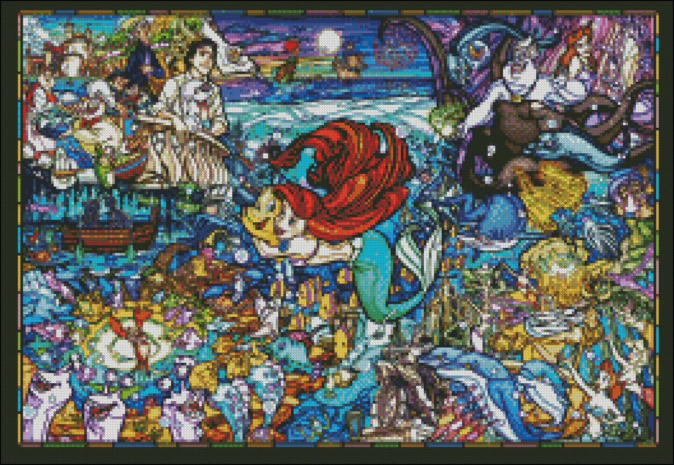 Little Mermaid Story - Counted Cross Stitch Patterns Embroidery Crafts Needlework DIY Chart DMC Color