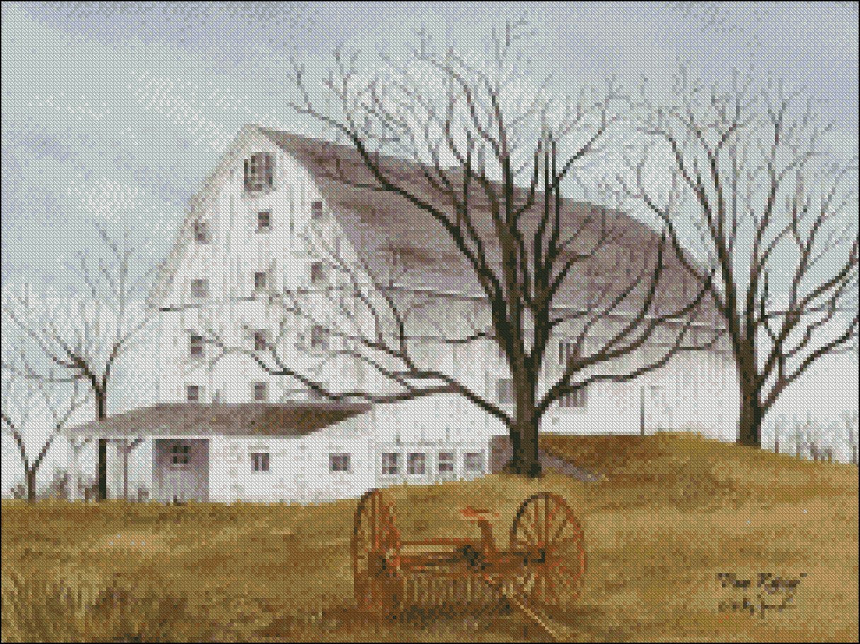 Autumn Old Barn - Counted Cross Stitch Patterns Embroidery Crafts Needlework DIY Chart DMC Color