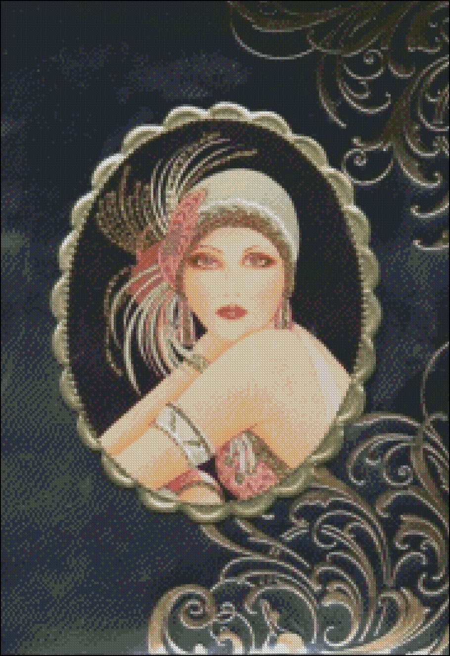 Art Deco Lady Collection 2-21 - Counted Cross Stitch Patterns Embroidery Crafts Needlework DIY Chart DMC Color