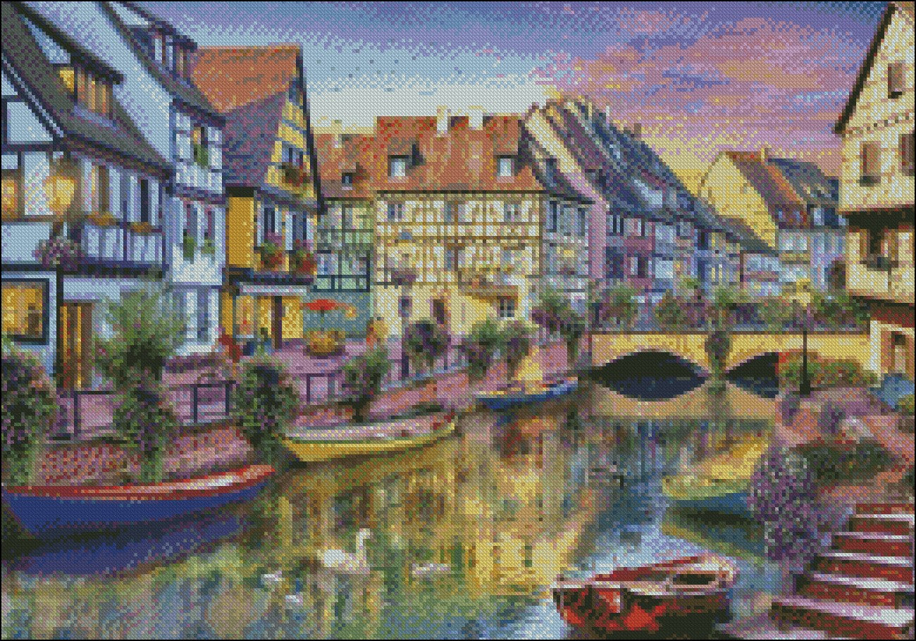 Galerie Colmar Canal - Counted Cross Stitch Patterns Embroidery Crafts Needlework DIY Chart DMC Color