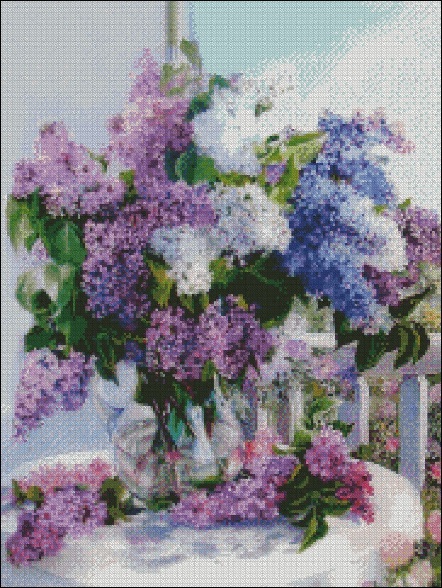 Lilac Collection 2-20 - Counted Cross Stitch Patterns Embroidery Crafts Needlework DIY Chart DMC Color