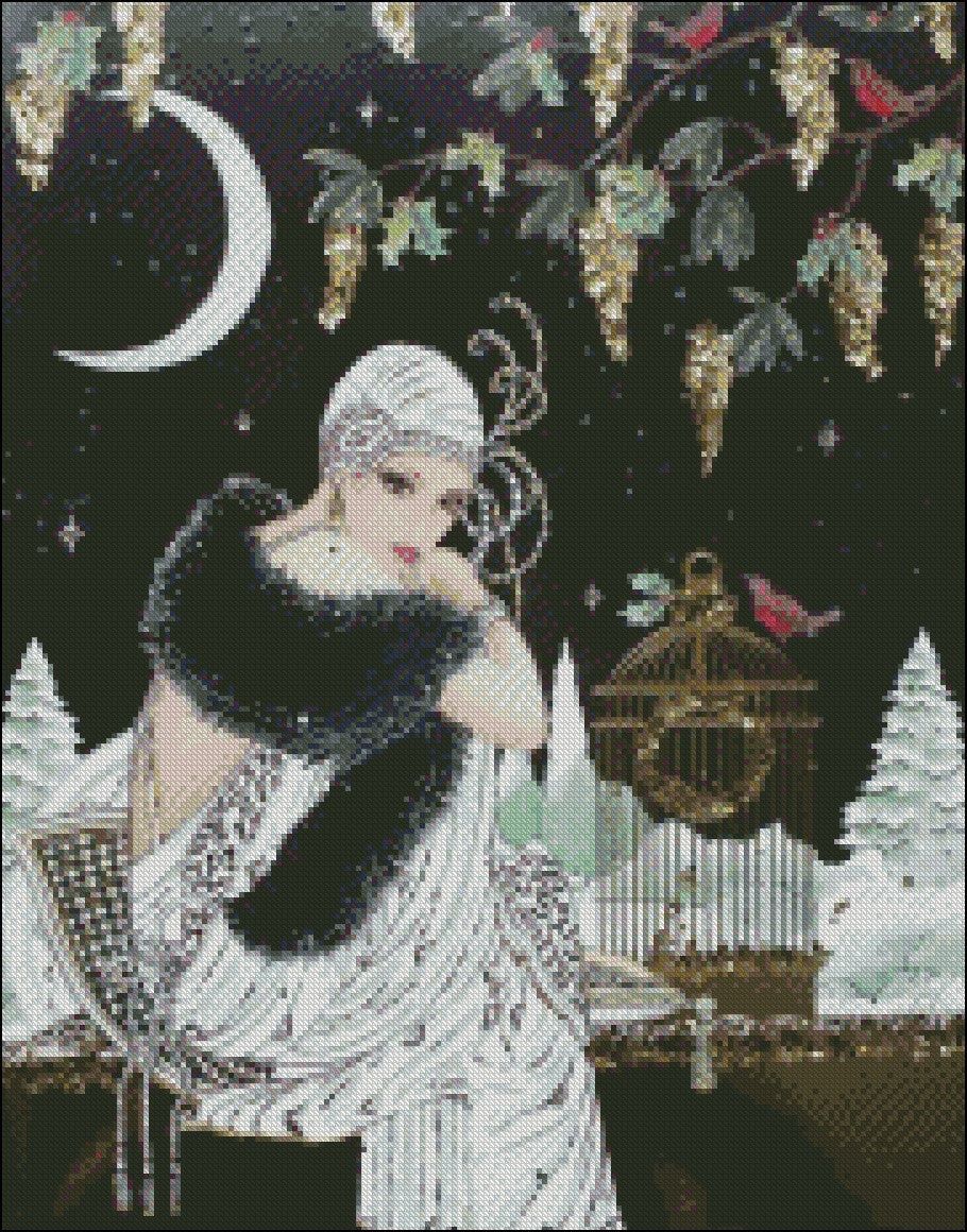 Art Deco Lady 7 - Counted Cross Stitch Patterns Embroidery Crafts Needlework DIY Chart DMC Color