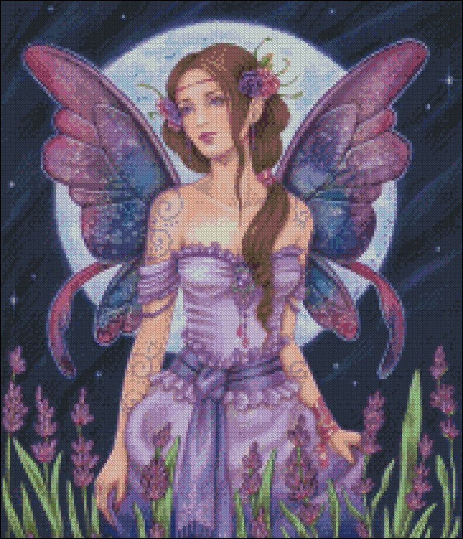 Lavender Moon - Counted Cross Stitch Patterns Embroidery Crafts Needlework DIY Chart DMC Color