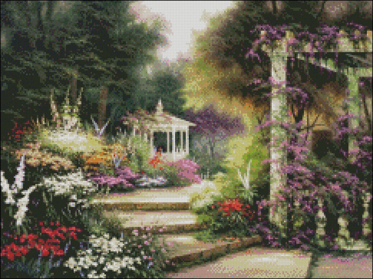 Emerald Garden - Counted Cross Stitch Patterns Embroidery Crafts Needlework DIY Chart DMC Color