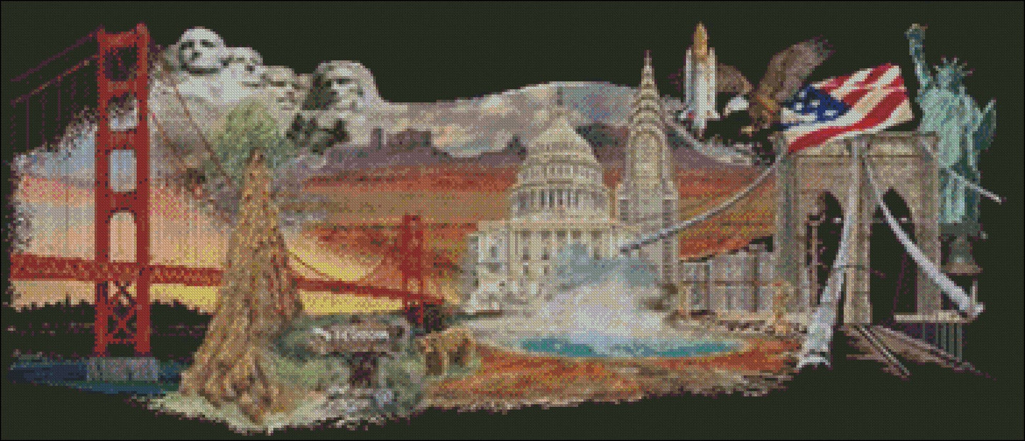 America - Counted Cross Stitch Patterns Embroidery Crafts Needlework DIY Chart DMC Color