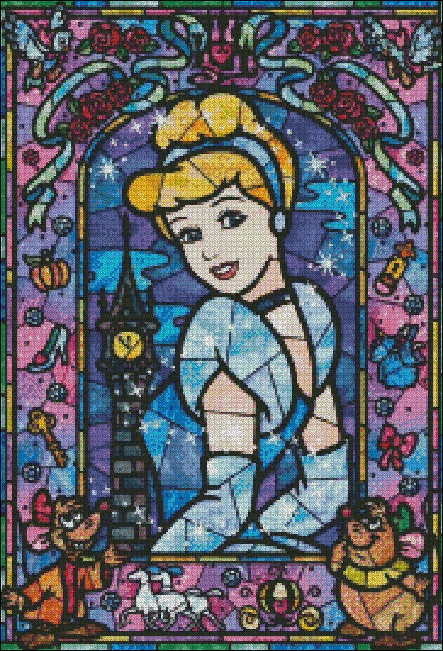 Characters Stained Glass 2-4 - Counted Cross Stitch Patterns Embroidery Crafts Needlework DIY Chart DMC Color