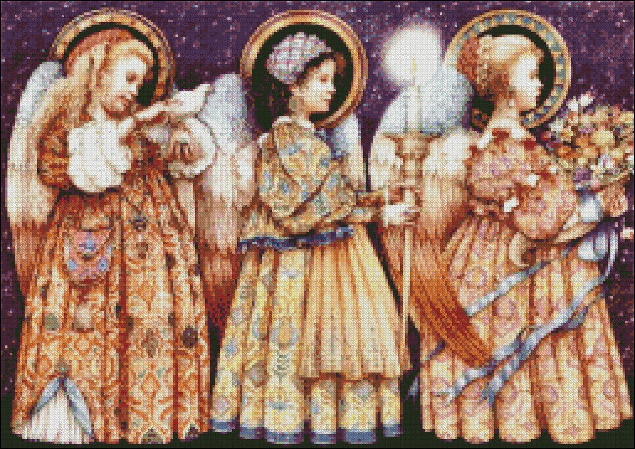 Three Angels - Counted Cross Stitch Patterns Embroidery Crafts Needlework DIY Chart DMC Color