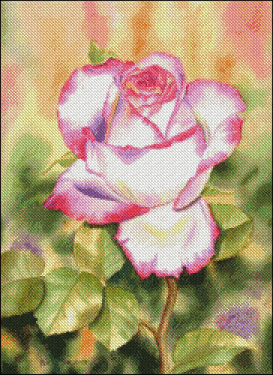 A Pink Rose - Counted Cross Stitch Patterns Embroidery Crafts Needlework DIY Chart DMC Color