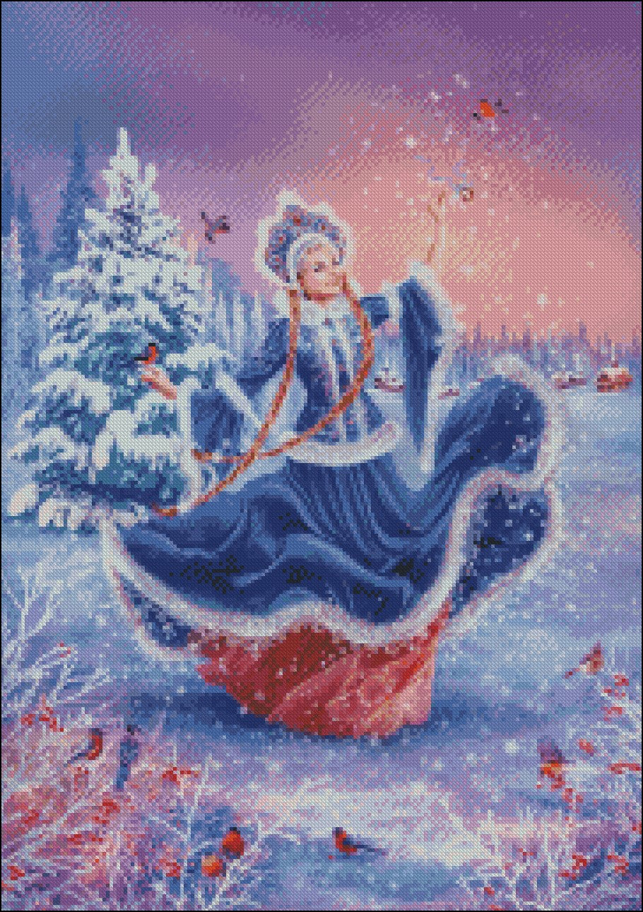 The Snow Maiden - Counted Cross Stitch Patterns Embroidery Crafts Needlework DIY Chart DMC Color