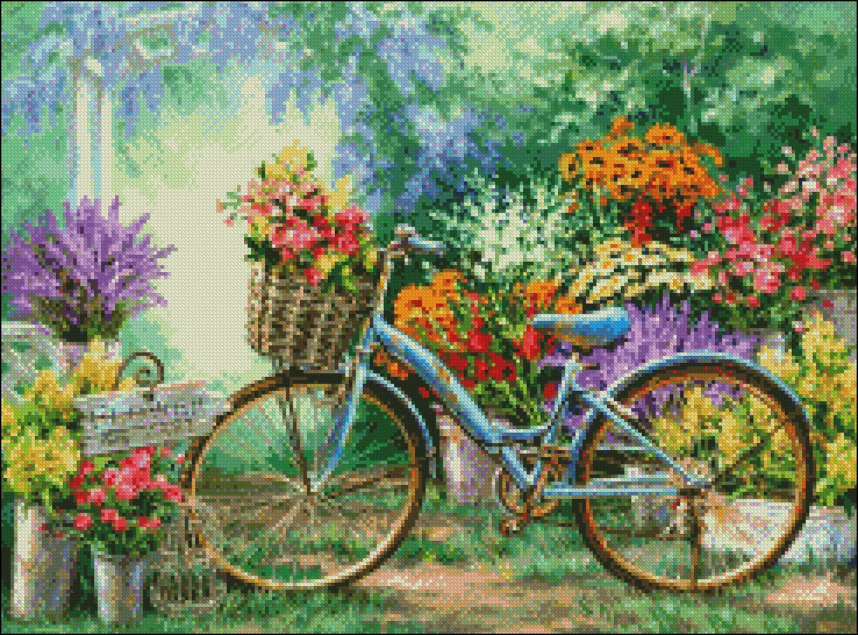 Flower Park - Counted Cross Stitch Patterns Embroidery Crafts Needlework DIY Chart DMC Color