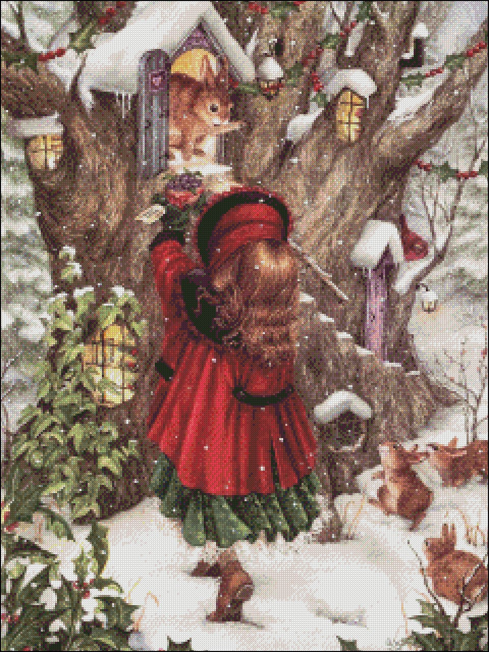 Winter's Gift - Counted Cross Stitch Patterns Embroidery Crafts Needlework DIY Chart DMC Color