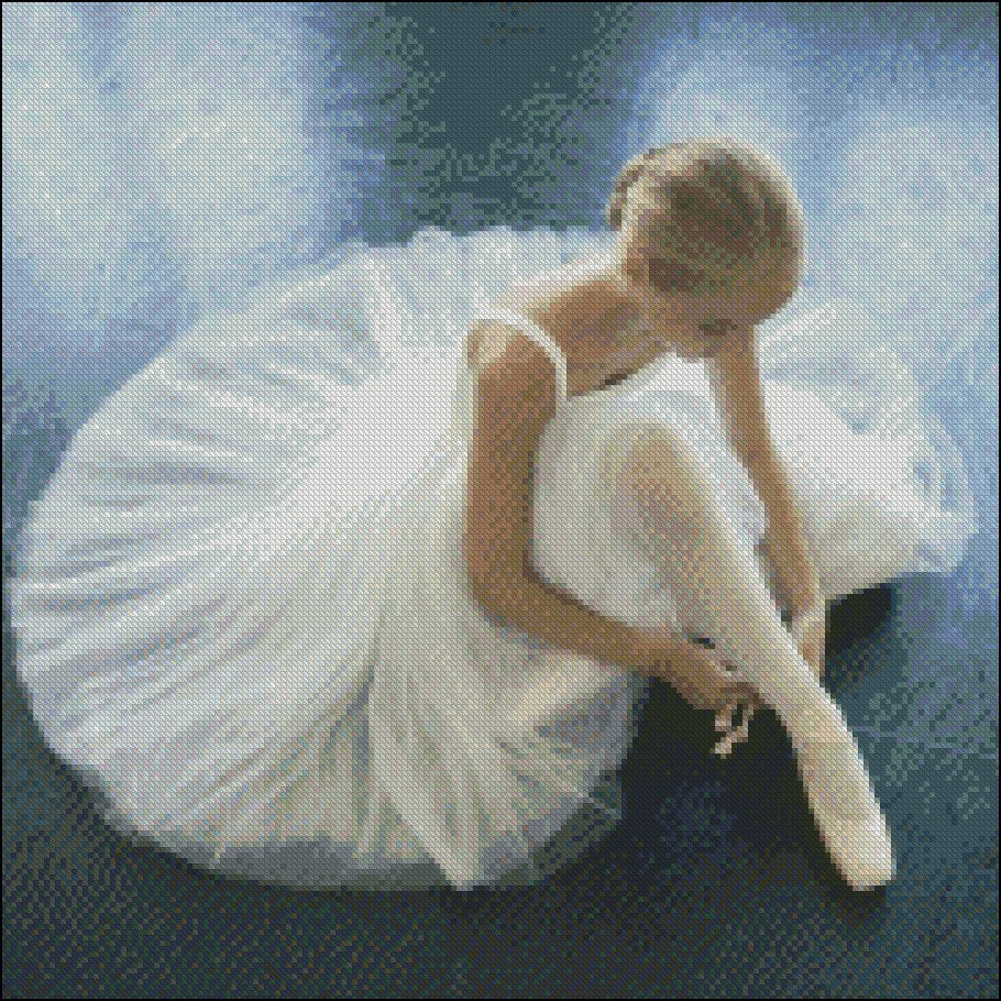 Young Ballet Girl 4 - Counted Cross Stitch Patterns Embroidery Crafts Needlework DIY Chart DMC Color