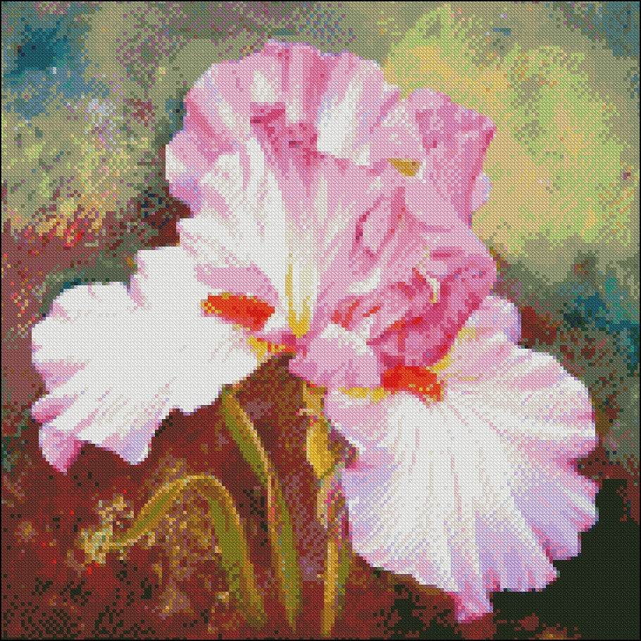 Pink Irises - Counted Cross Stitch Patterns Embroidery Crafts Needlework DIY Chart DMC Color