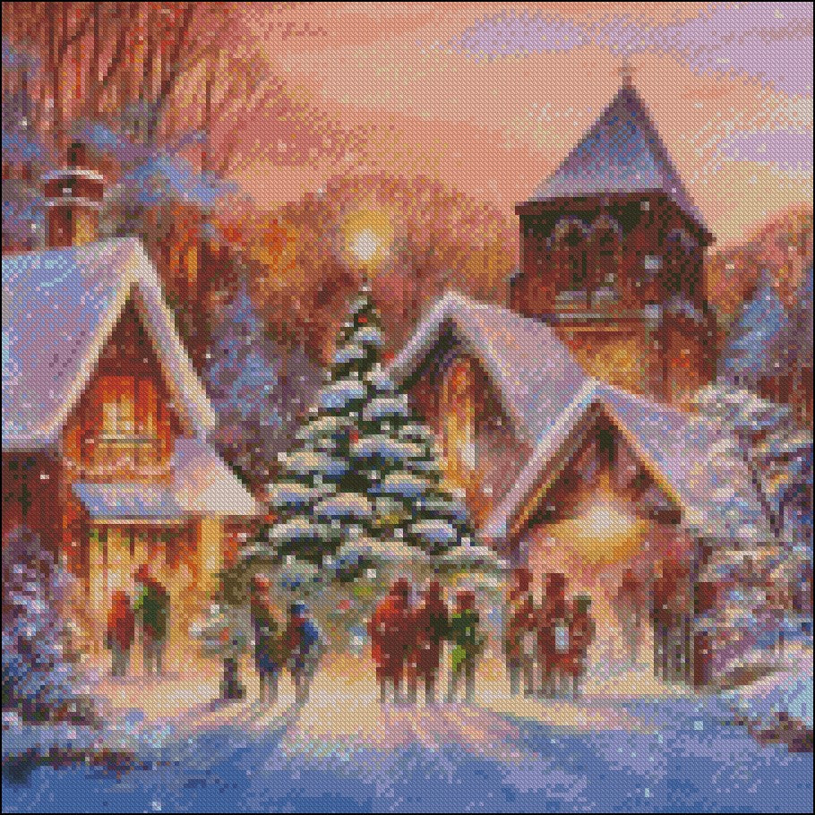 Snowy Village 4 - Counted Cross Stitch Patterns Embroidery Crafts Needlework DIY Chart DMC Color