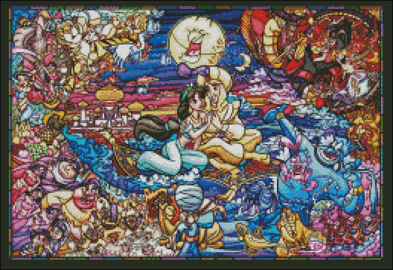 Aladdin Story - Counted Cross Stitch Patterns Embroidery Crafts Needlework DIY Chart DMC Color