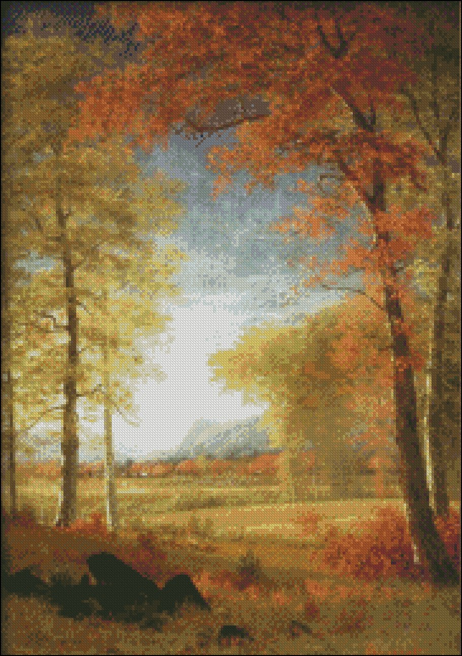 Autumn in America Oneida County - Counted Cross Stitch Patterns Embroidery Crafts Needlework DIY Chart DMC Color