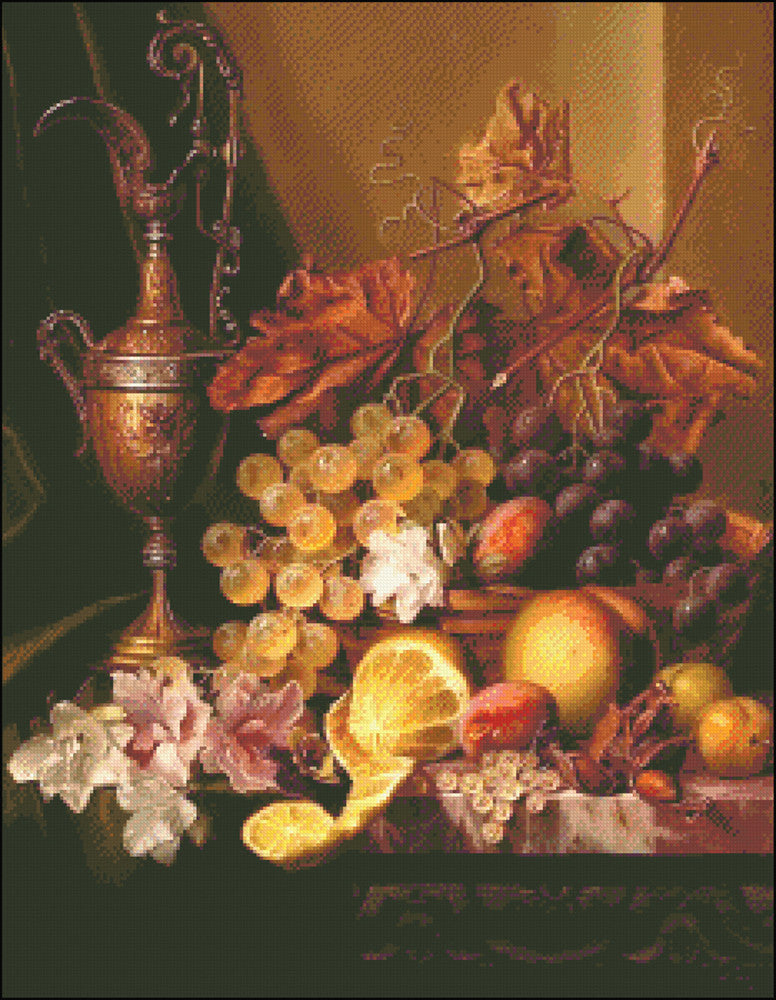 Grapes lemons and peaches - Counted Cross Stitch Patterns Embroidery Crafts Needlework DIY Chart DMC Color