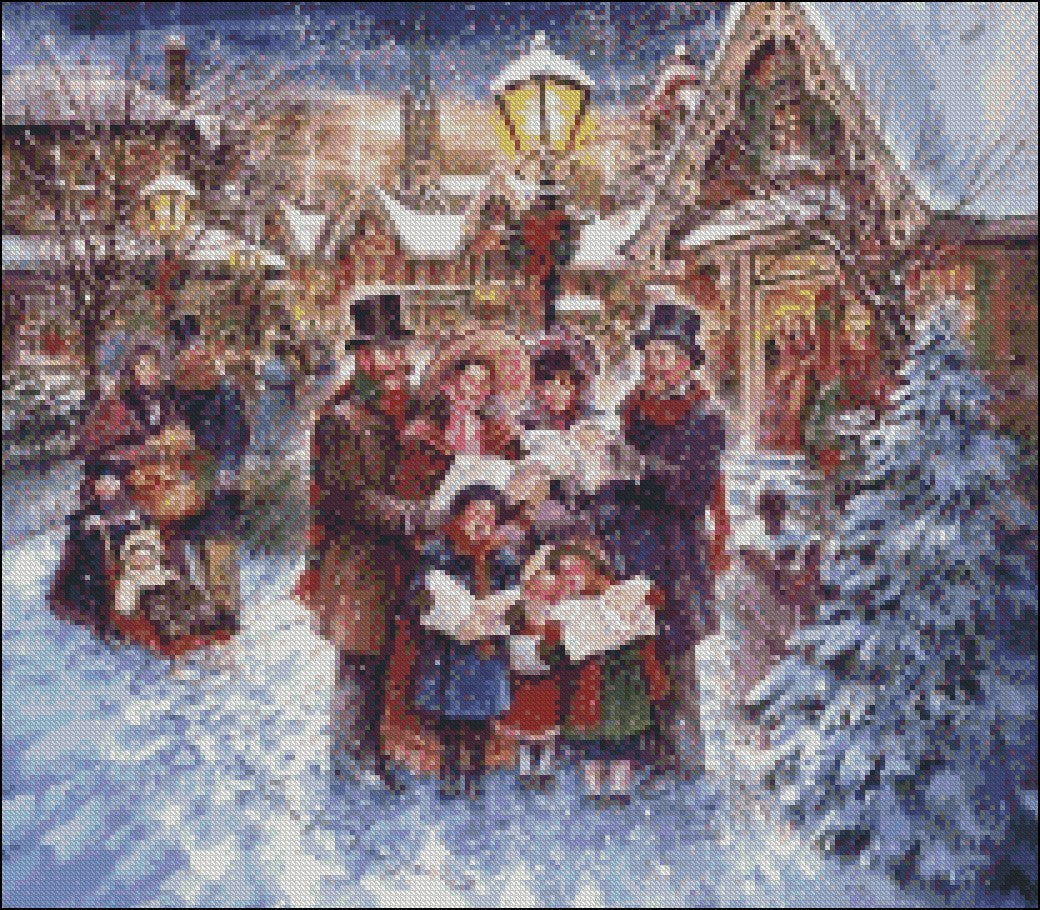 Joyful Carolers - Counted Cross Stitch Patterns Embroidery Crafts Needlework DIY Chart DMC Color