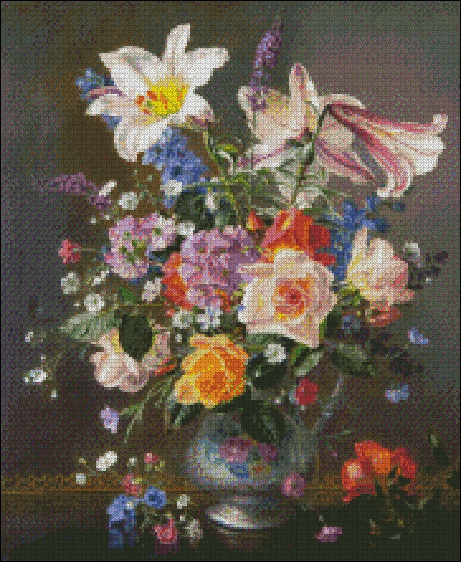 Flowers by Albert Williams 8 - Counted Cross Stitch Patterns Embroidery Crafts Needlework DIY Chart DMC Color