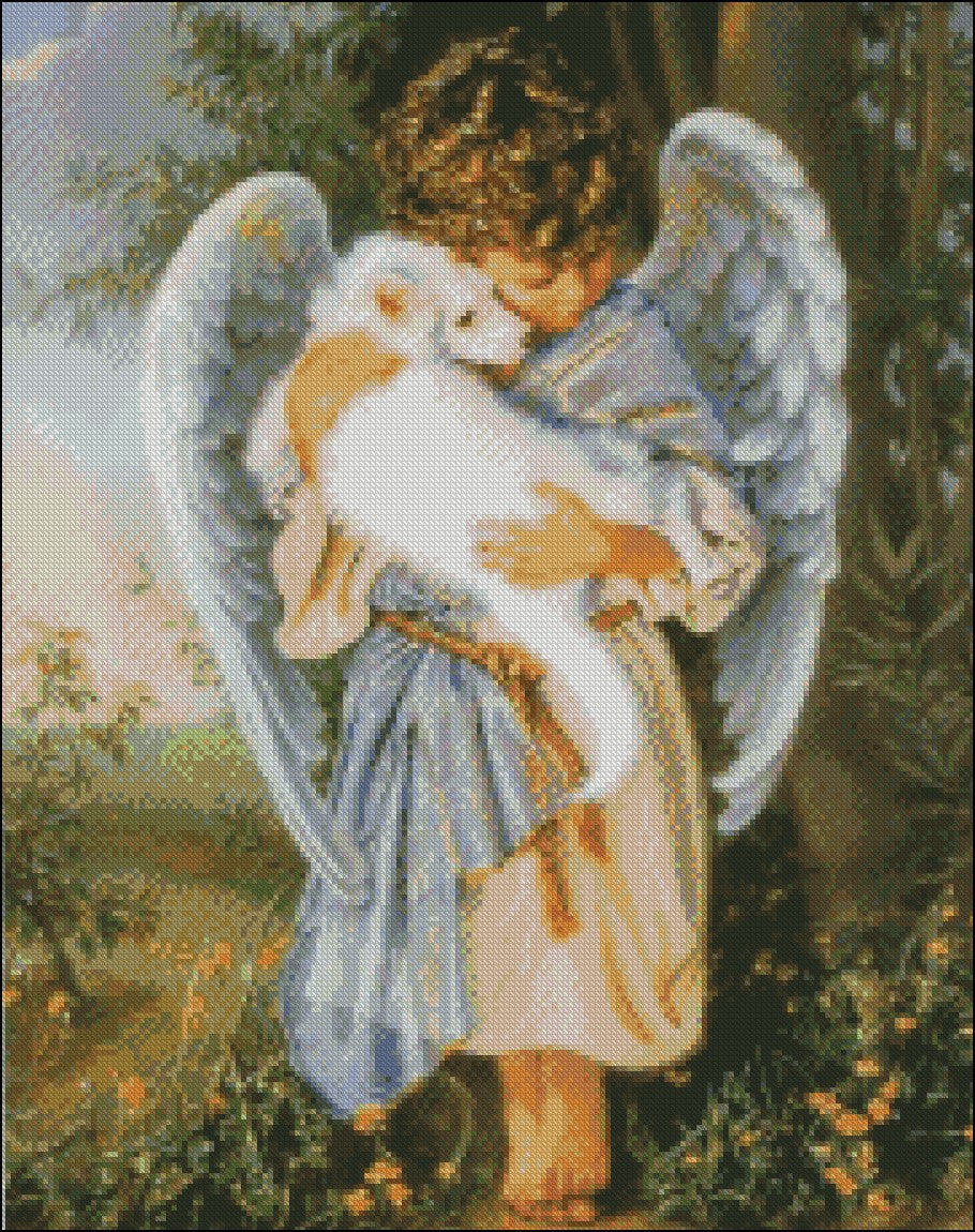 Angel Hugs - Counted Cross Stitch Patterns Embroidery Crafts Needlework DIY Chart DMC Color