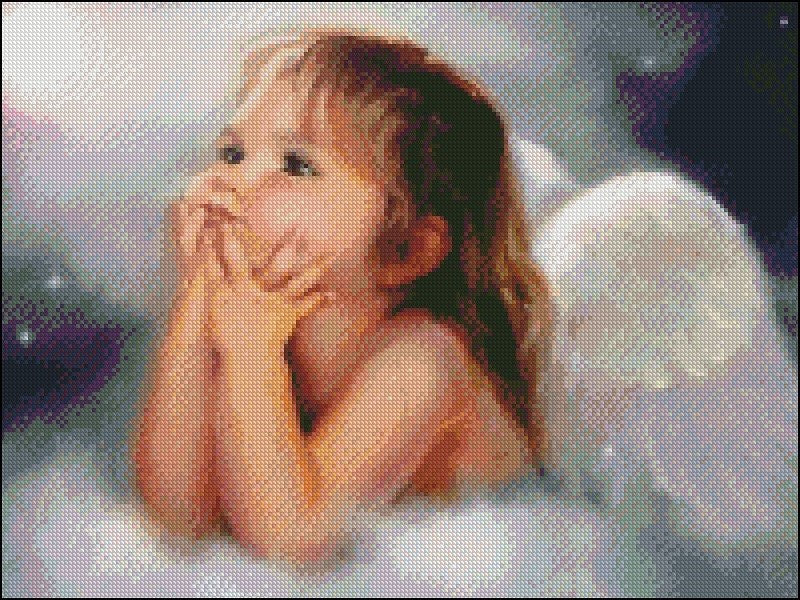 The Toddler Angel - Counted Cross Stitch Patterns Embroidery Crafts Needlework DIY Chart DMC Color