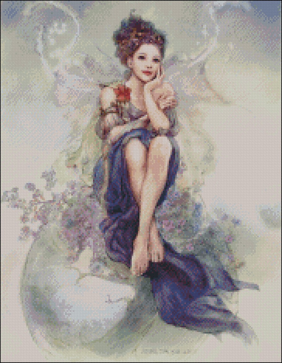 Fairy Thinking - Counted Cross Stitch Patterns Embroidery Crafts Needlework DIY Chart DMC Color