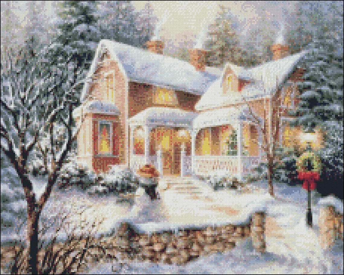 Winter's Welcome - Counted Cross Stitch Patterns Embroidery Crafts Needlework DIY Chart DMC Color