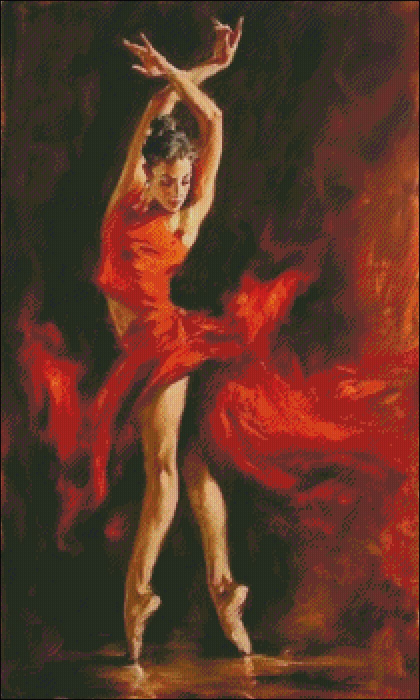 Fiery Dance - Counted Cross Stitch Patterns Embroidery Crafts Needlework DIY Chart DMC Color