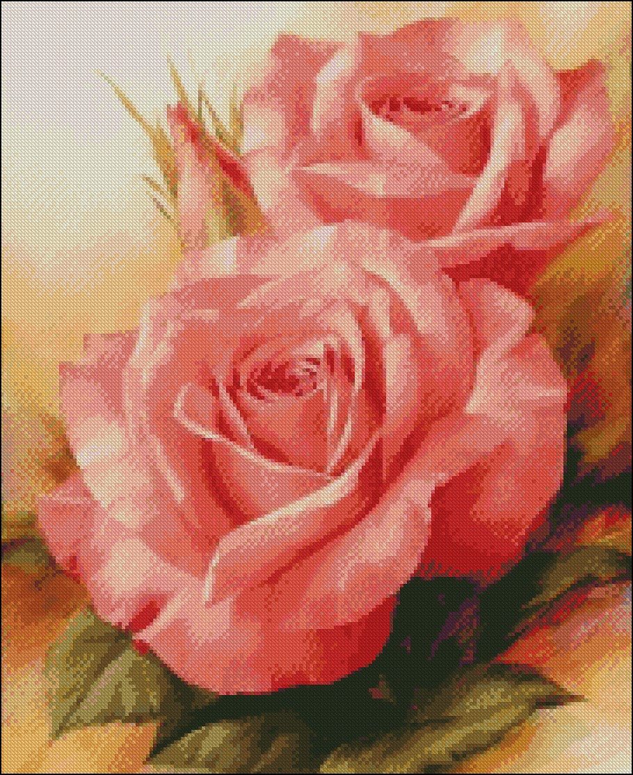 Yellow Roses - Counted Cross Stitch Patterns Embroidery Crafts Needlework DIY Chart DMC Color